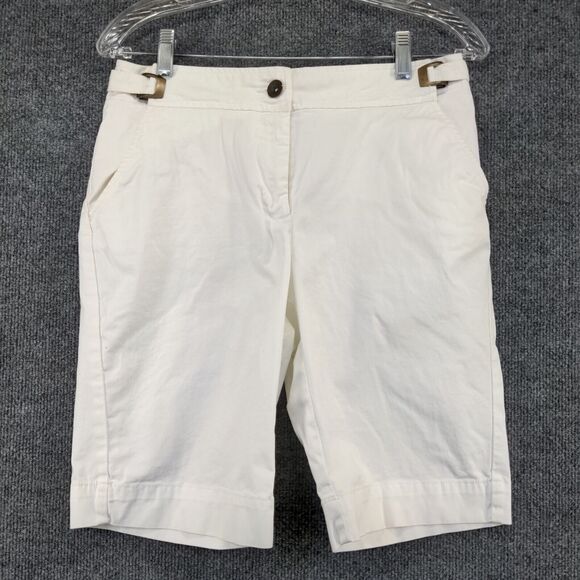 Lands' End Womens Fit 1 Chino Shorts White Size 4 Slash Pockets - Picture 2 of 13